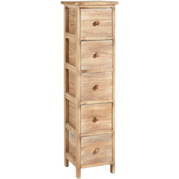 Home Source Canterbury 5 Drawer Natural Washed Solid Wood Tall Chest of Drawers - Brown - Wilko - thumbnail 3
