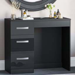 VIDA DESIGNS Hulio 3 Drawer Black Dressing Table - Size: 38 x 93 x 79cm - Wilko - thumbnail 1