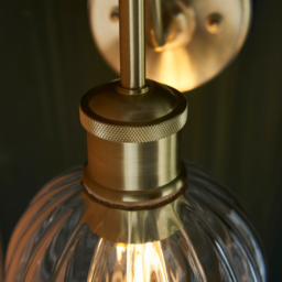 Merano Marsala Ribbed Glass Satin Brass Plate Bathroom Wall Light - Size: 22.9 x 15 x 30.2cm - Brown - Wilko - thumbnail 6