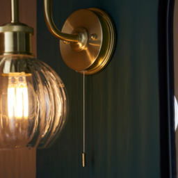 Merano Marsala Ribbed Glass Satin Brass Plate Bathroom Wall Light - Size: 22.9 x 15 x 30.2cm - Brown - Wilko - thumbnail 7