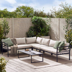 Furniturebox Tanzania 6 Seater Grey Metal Corner Lounge Set - Wilko - thumbnail 1