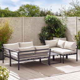 Furniturebox Tanzania 6 Seater Grey Metal Corner Lounge Set - Wilko - thumbnail 7