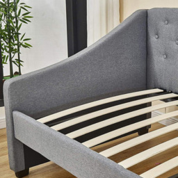 Portland Single Grey Fabric Tufted Day Bed with Trundle - Wilko - thumbnail 4