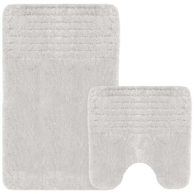 Velosso Linear White Bath Mat Set - Size: 50 x 80 x 1cm - Wilko - image 1