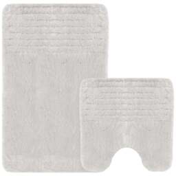 Velosso Linear White Bath Mat Set - Size: 50 x 80 x 1cm - Wilko