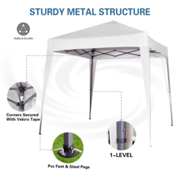 White Pop Up Outdoor Canopy Tent with Removable Sidewalls 2 x 2m - MCC - Wilko - thumbnail 6