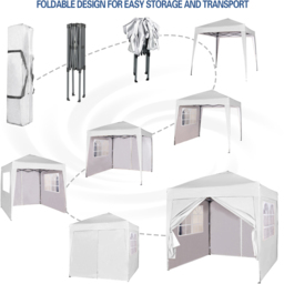 White Pop Up Outdoor Canopy Tent with Removable Sidewalls 2 x 2m - MCC - Wilko - thumbnail 7