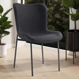 tectake Tessa Set of 4 Black Woven Fabric Padded Dining Chair - Wilko