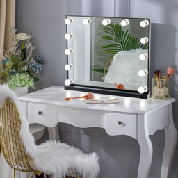 Living and Home LED Black Makeup Vanity Mirror with Smart Screen - Size: 52 x 42cm - Wilko - thumbnail 3