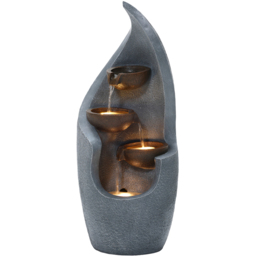 Charles Bentley Tiber 3 Tier Bronze and Grey Cascading Water Feature with LEDs - Size: 67 x 27 x 27.5cm - Wilko