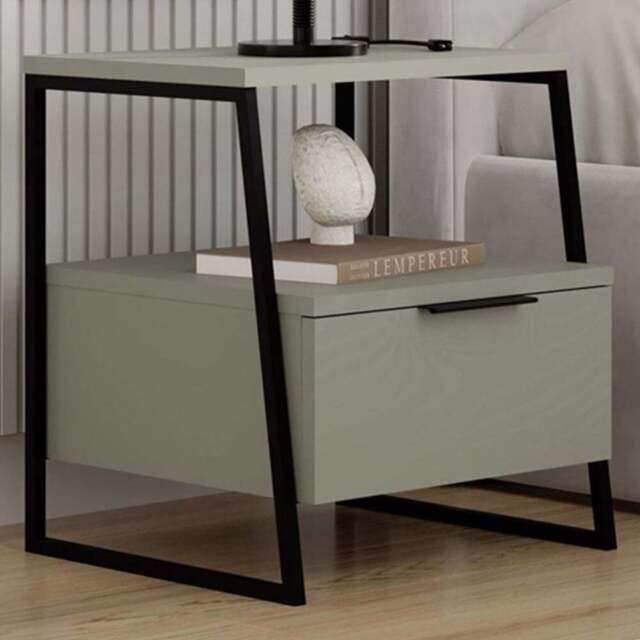 FWStyle Pal Single Door Ash Green Bedside Table - Wilko - image 1