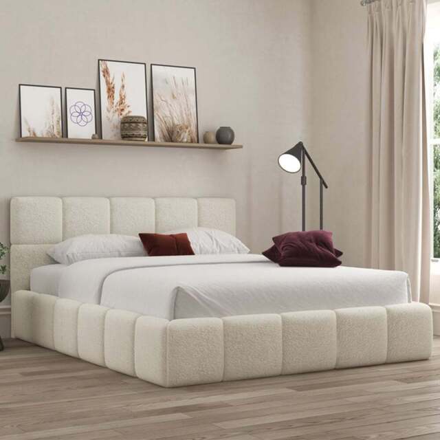 DS Living Ovella Double Ivory Cubed Ottoman Bed - Cream - Wilko - image 1