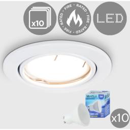 ValueLights White Warm White LED Tiltable Ceiling Downlight 10 Pack - Size: 11 x 10.5 x 10.5cm - Wilko - thumbnail 3