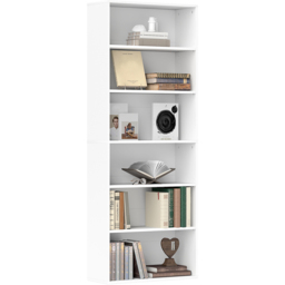 HOMCOM 6 Shelf White Freestanding Bookshelf - Size: 158.5 cm x 24 x 60cm - Wilko - thumbnail 3