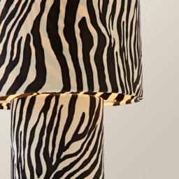 ValueLights Nessa Zebra Pattern Velvet Table Lamp and Bulb - Size: 30 x 20 x 20cm - White - Wilko - thumbnail 5