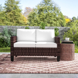 Outsunny 2 Seater Brown Cushion Rattan Garden Sofa - Wilko - thumbnail 4