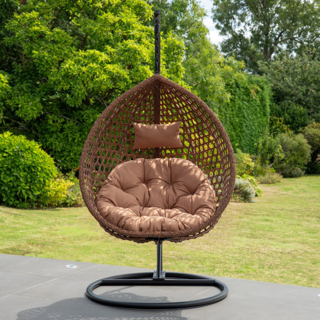 Artemis Home Sunbury Single Brown Rattan Effect Hanging Egg Pod Chair - Size: 1 Seater - Wilko - image 1