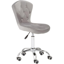 Premier Housewares Grey Velvet Buttoned Home Office Chair - Size: 42 x 51 x 100cm - Multi - Interiors by Premier - Wilko - thumbnail 3