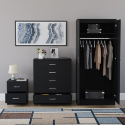 Vida Designs Riano Black 3 Piece Bedroom Furniture Set - Wilko - thumbnail 4