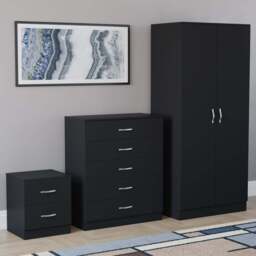 VIDA DESIGNS Riano Black 3 Piece Bedroom Furniture Set - Wilko
