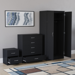 Vida Designs Riano Black 3 Piece Bedroom Furniture Set - Wilko - thumbnail 5