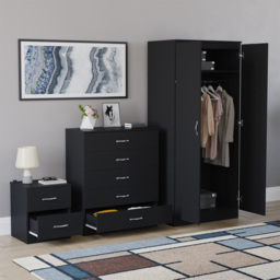 Vida Designs Riano Black 3 Piece Bedroom Furniture Set - Wilko - thumbnail 6
