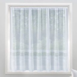 Tyrone Textiles Hudson White Horizontal Stripe Pocket Header Net Curtain 500 x 101cm - Size: 101 x 500 x 1cm - Wilko