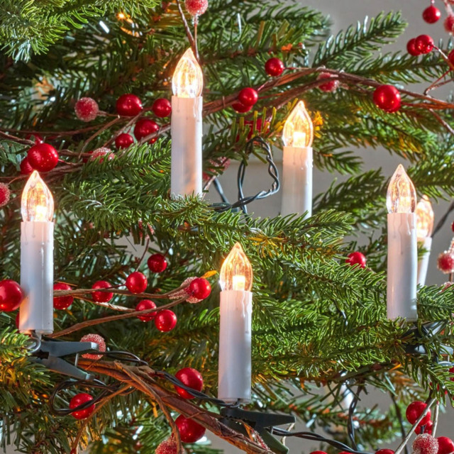 Samuel Alexander 30 Warm White LED Candle Green String Light 7m - Size: 5 x 12 x 5cm - Ivory - Wilko - image 1
