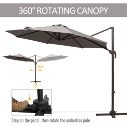Outsunny Grey Crank and Tilt Rotating Cantilever Parasol with Cross Base 3m - Wilko - thumbnail 5