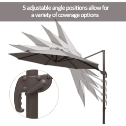 Outsunny Grey Crank and Tilt Rotating Cantilever Parasol with Cross Base 3m - Wilko - thumbnail 6