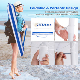 Costway Blue Fringe Outdoor Umbrella with Carrying Bag 1.8m - Size: 2m - Wilko - thumbnail 5