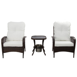 Furniture One 2 Seater Armchair Garden Bistro Set with Ice Bucket - Brown - Wilko - thumbnail 3