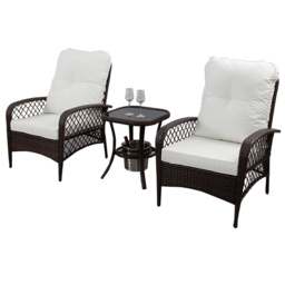 Furniture One 2 Seater Armchair Garden Bistro Set with Ice Bucket - Brown - Wilko - thumbnail 4