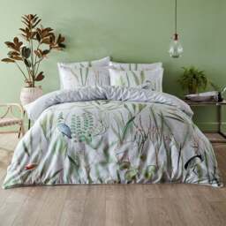 Paoletti Aaliyah Super King Size Botanical Duvet Cover Set - Green - Wilko