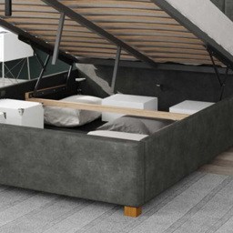 Aspire Hepburn Super King Granite Kimiyo Linen Ottoman Bed - Grey - Aspire Beds - Wilko - thumbnail 4