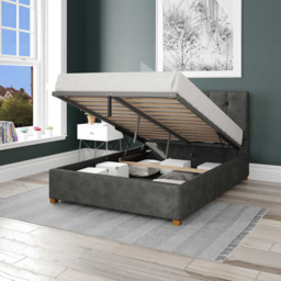 Aspire Hepburn Super King Granite Kimiyo Linen Ottoman Bed - Grey - Aspire Beds - Wilko - thumbnail 3