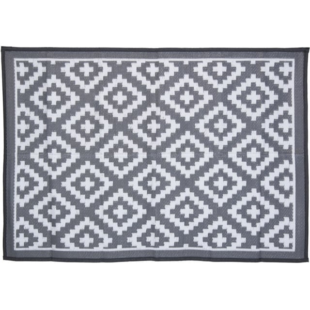 Charles Bentley Diamond Pattern Lightweight Waterproof Indoor/Patio Medium Rug - Size: 120 x 170cm - Black - Wilko - image 1