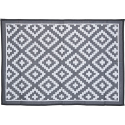 Charles Bentley Diamond Pattern Lightweight Waterproof Indoor/Patio Medium Rug - Size: 120 x 170cm - Black - Wilko