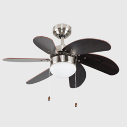 ValueLights Typhoon Brushed Chrome and Wood Effect Ceiling Fan with Light 30 inch - Size: 37 x 76 x 76cm - Silver - Wilko - thumbnail 4
