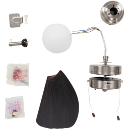 ValueLights Typhoon Brushed Chrome and Wood Effect Ceiling Fan with Light 30 inch - Size: 37 x 76 x 76cm - Silver - Wilko - thumbnail 7
