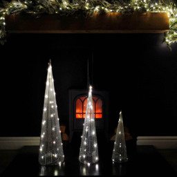 Samuel Alexander 3 Piece 90 Warm White LED Silver Tree Cone Obelisk Set - Size: 80 x 20 x 20cm - Wilko - thumbnail 7