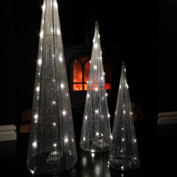 Samuel Alexander 3 Piece 90 Warm White LED Silver Tree Cone Obelisk Set - Size: 80 x 20 x 20cm - Wilko - thumbnail 6