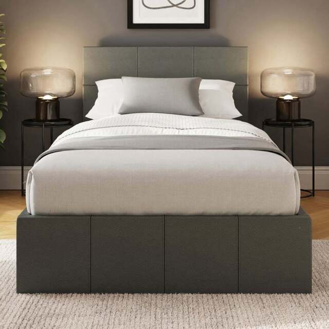 GFW Single Grey Faux Leather End Lift Ottoman Bed with Memory Pocket Spring Mattress - Wilko - image 1