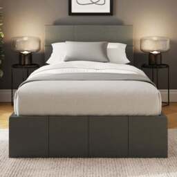 GFW Single Grey Faux Leather End Lift Ottoman Bed with Memory Pocket Spring Mattress - Wilko - thumbnail 1