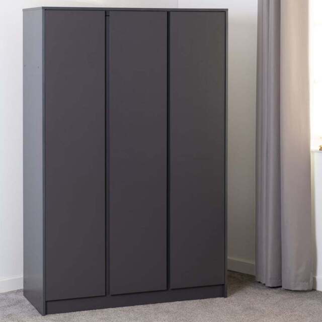 Seconique Malvern 3 Door Grey Wardrobe - Wilko - image 1