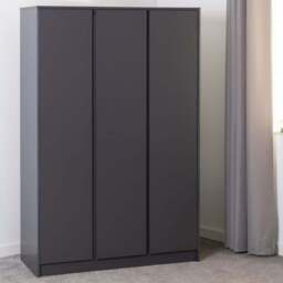 Seconique Malvern 3 Door Grey Wardrobe - Wilko