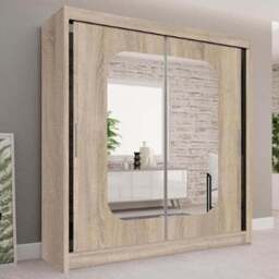 Sliding Wardrobes 4U Marika 2 Door Oak Mirrored Wardrobe 203cm - Brown - Wilko - thumbnail 1