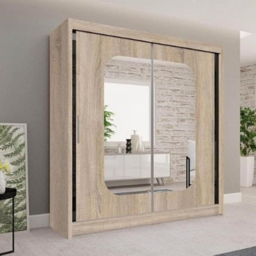 Sliding Wardrobes 4U Marika 2 Door Oak Mirrored Wardrobe 203cm - Brown - Wilko - thumbnail 4
