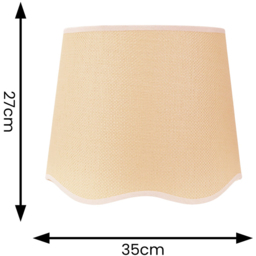 ValueLights Dutton Natural Scallop Edge Large Lamp Shade with White Trim - Size: 27 x 35 x 35cm - Cream - Wilko - thumbnail 5