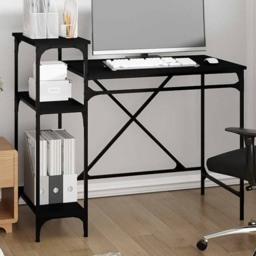 vidaXL Modern Large Desk Brown - Size: 90 x 105 x 50cm - Black - Wilko